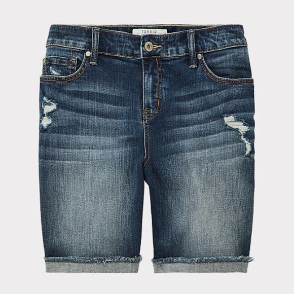 22 R NWOT 2 for $20 Torrid Bermuda distressed shorts high rise - Picture 4 of 8